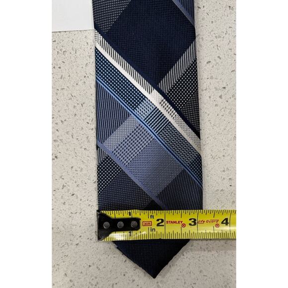 NWT MK Michael Kors Forest Plaid Blue Men’s Tie Classic Preppy Nautical $65 - Picture 4 of 5